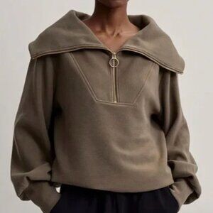 Varley Half Zip Vine Oversized Pullover Sweatshirt stone olive sz large